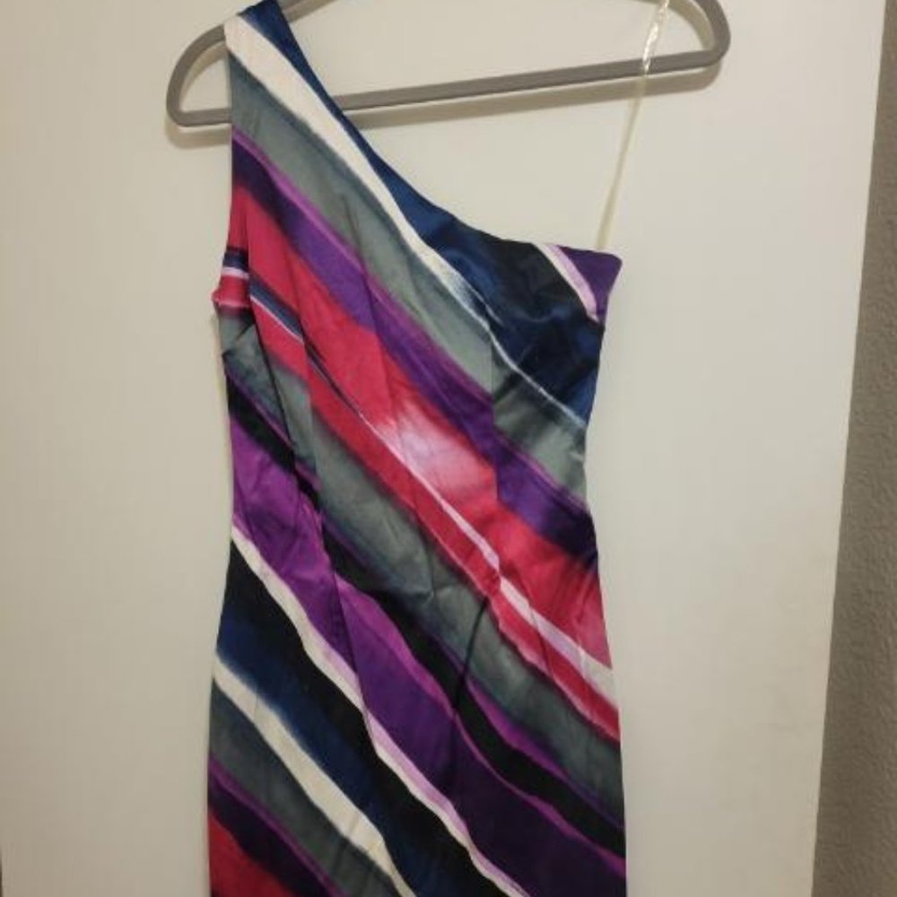 Multi Color Grass Collection One Shoulder Party Dress Size 5